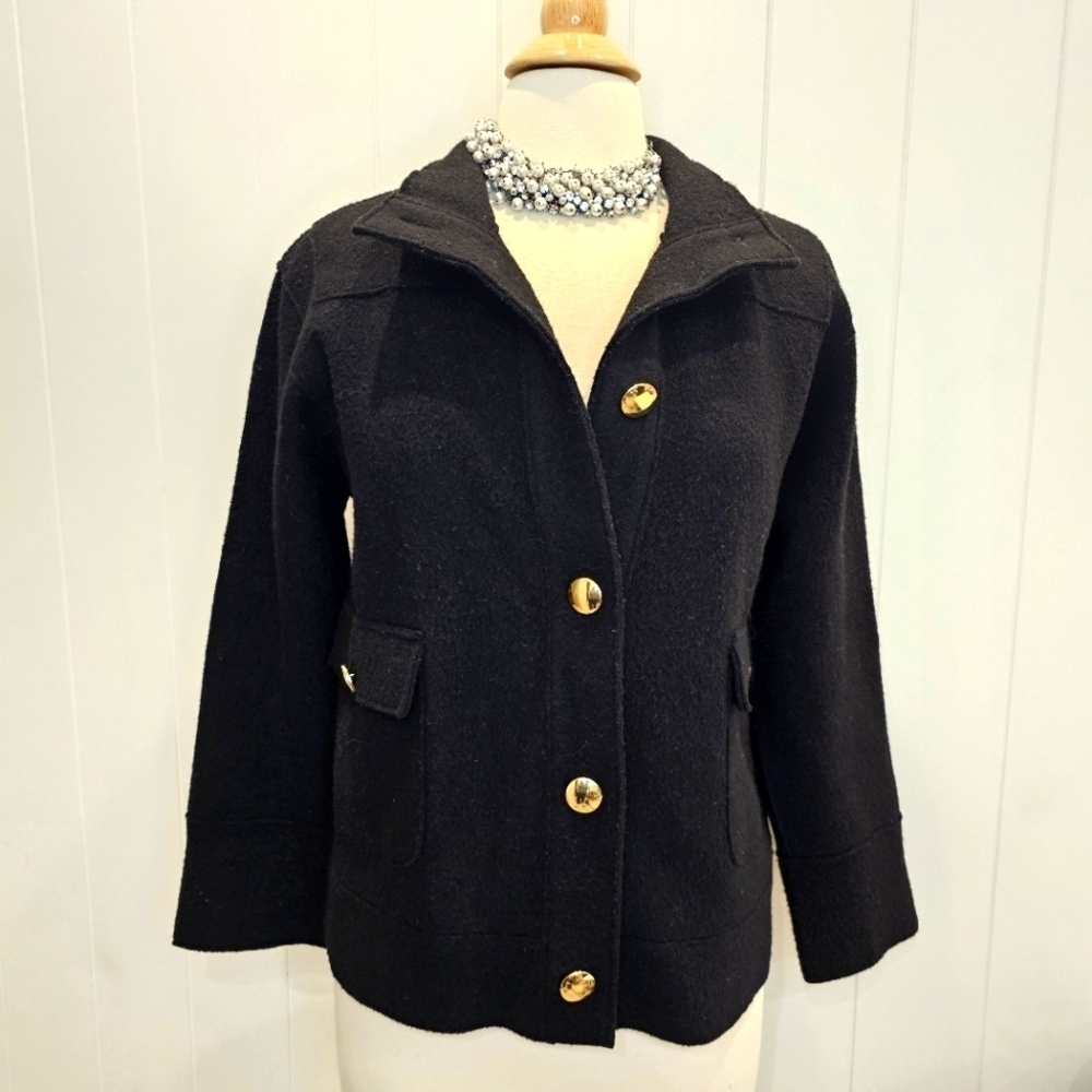 Jones New York Signature 5 Gold Button Women's Wool Coat Size PM